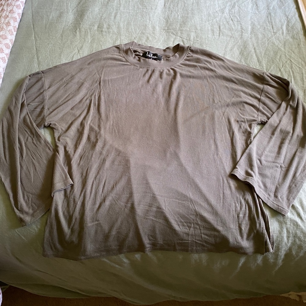Lulu’s Olive Green Ribbed Long Sleeve